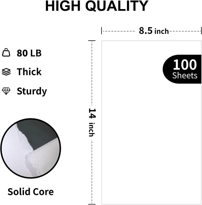 Creebe White Legal Cardstock 8.5x14 Inch, 100 Sheets 80lb Heavyweight Cover Stock Paper–Thick White Printer Paper for Menus, Invitations & Posters - Image 2
